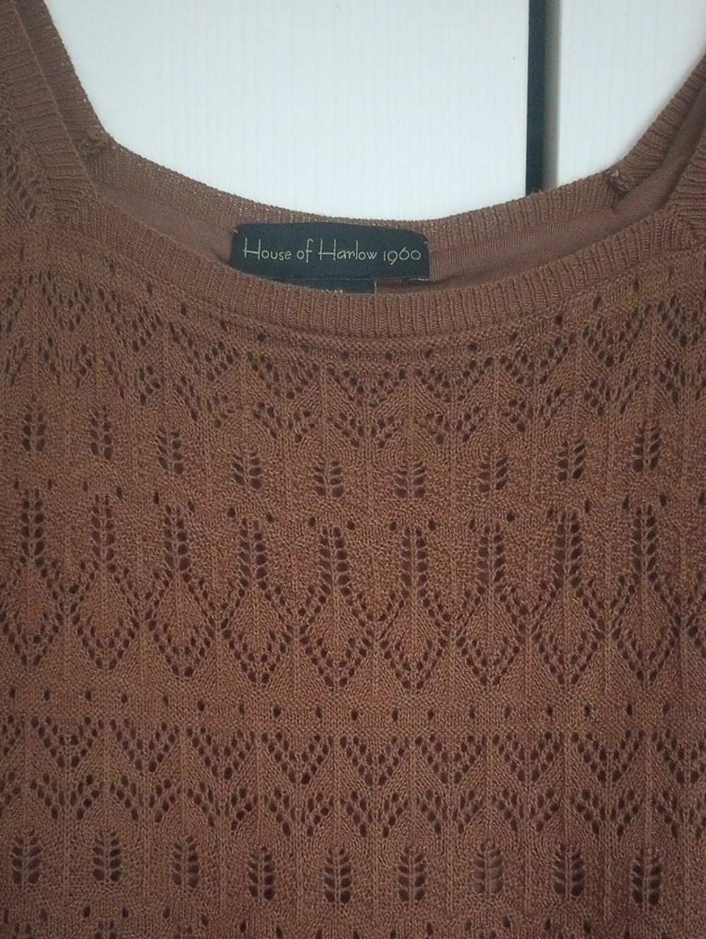 House of Harlow 1960 Brown Crochet Peplum Tank Top M - Picture 4 of 8